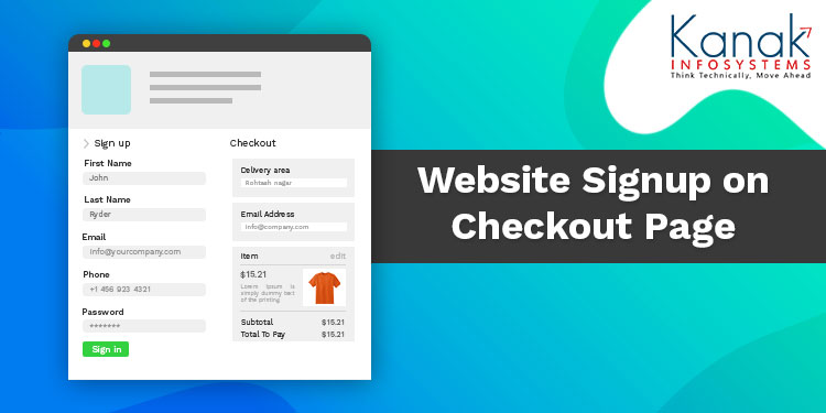 Website Signup on Checkout Page